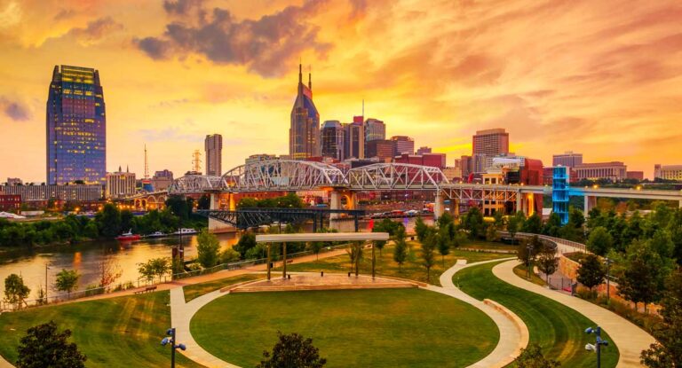 Scenic view of Nashville during sunset