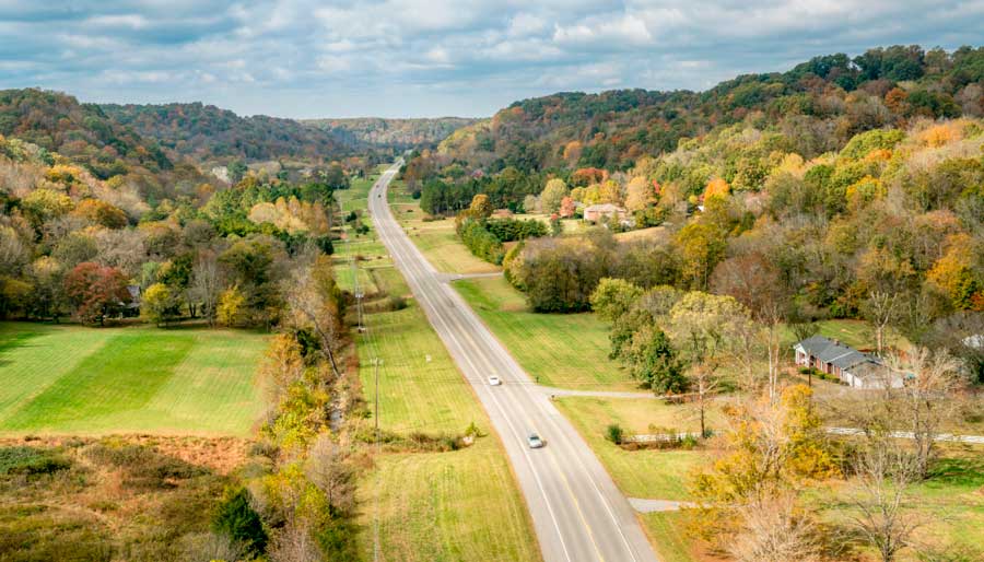 Aerial view of Natchez Trace Parkway