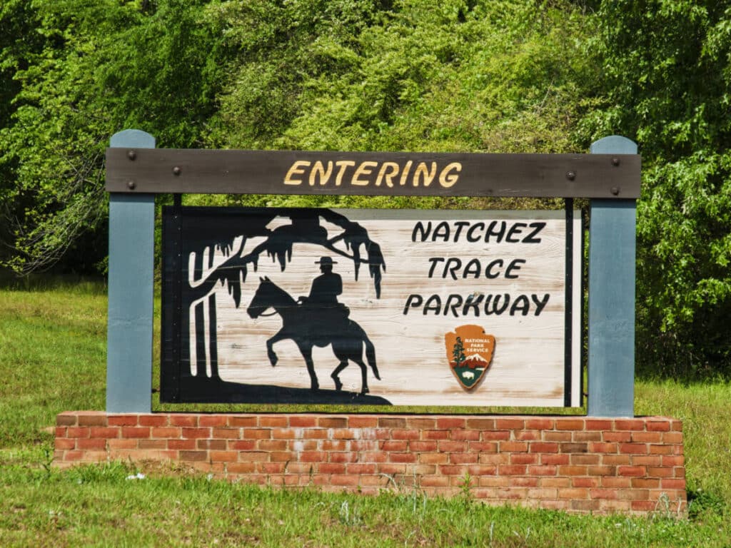 A signage at the entrance of Natchez Trace Parkway