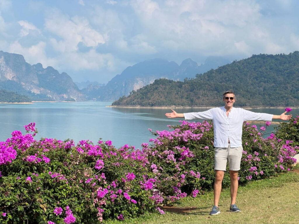 The author, Nate Hake posing for a photo with islands on his background