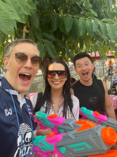 The author, Nate Hake with his friends at Songkran