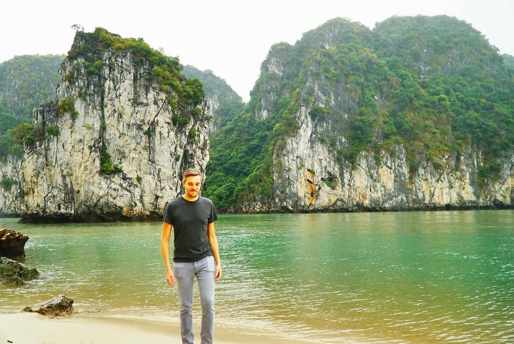 Travel Lemming founder Nate Hake, walking at the Bai Tu Long Bay