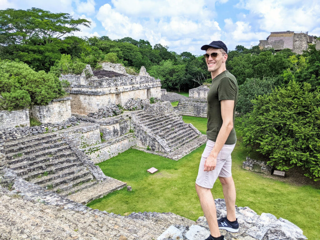 Nate Hake smiling for a photo at the Ek Balam Ruins