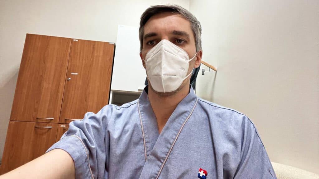 The author Nate Hake, getting treatment at a hospital in Chiang Mai