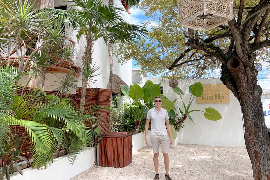 Nate standing for a photo in Kin Ha Tulum