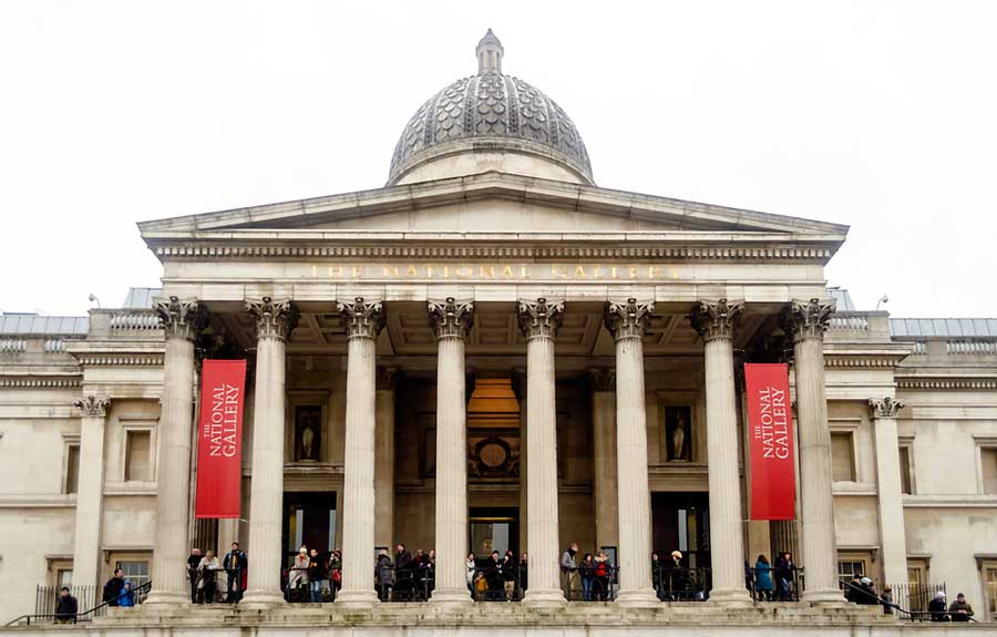 The National Gallery in London from the outside