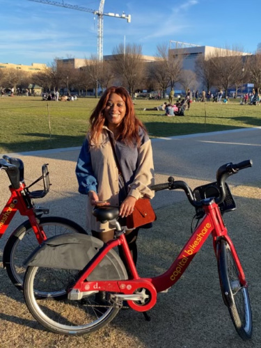 The author, Alexandria Taylor enjoying her day biking at the National Mall