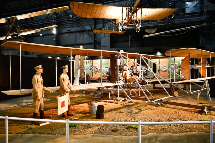 An exhibit of a plane in National Museum of the US Air Force