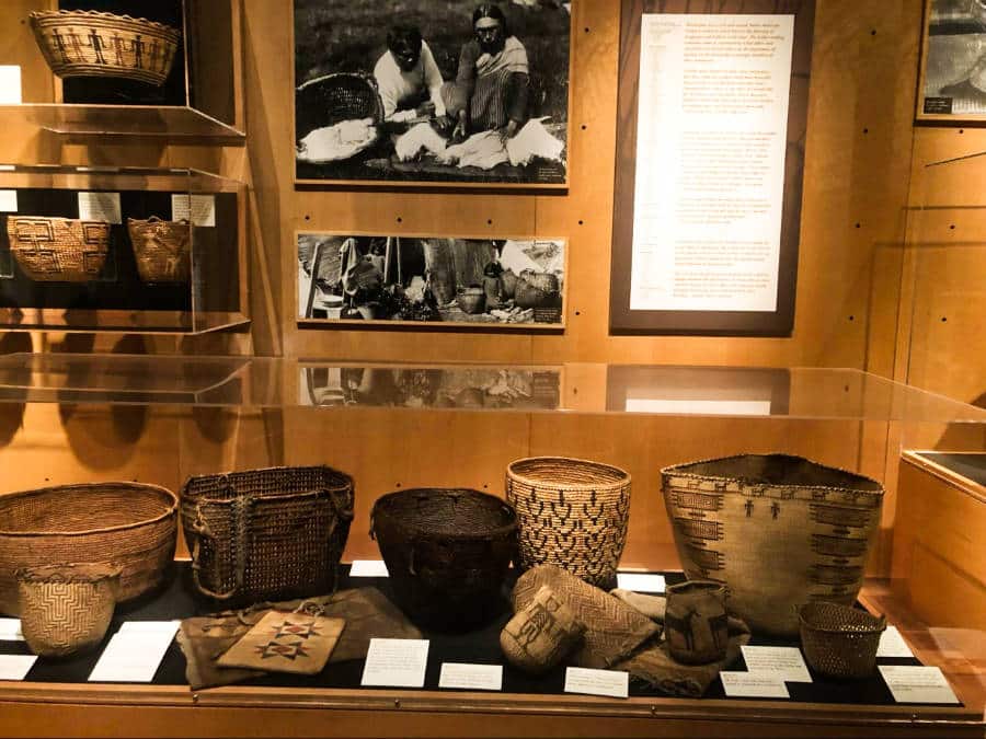 View of the displayed native baskets in the Washington State History Museum