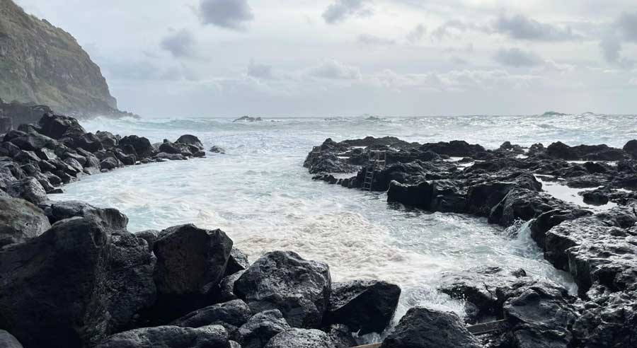 View of a natural volcanic pool in Sao Miguel Island