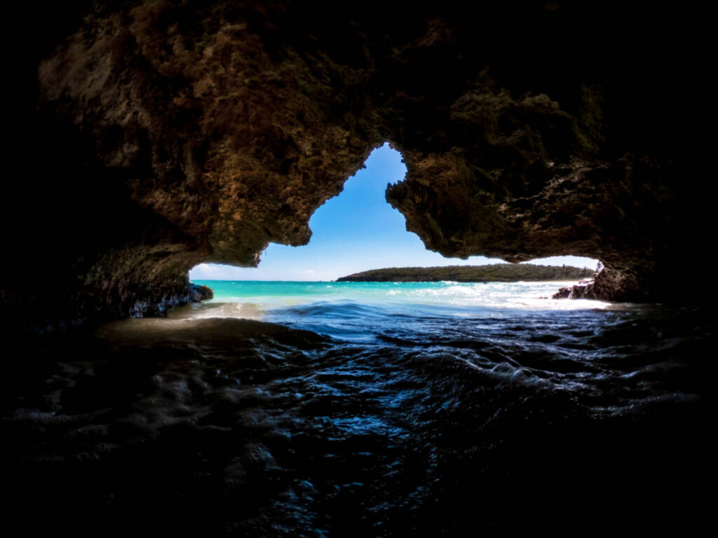 View of the Navio Beach from the opening of the cave