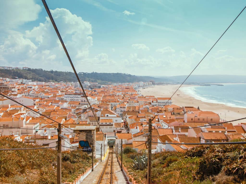 View of the Nazaré Funicular in Portugal