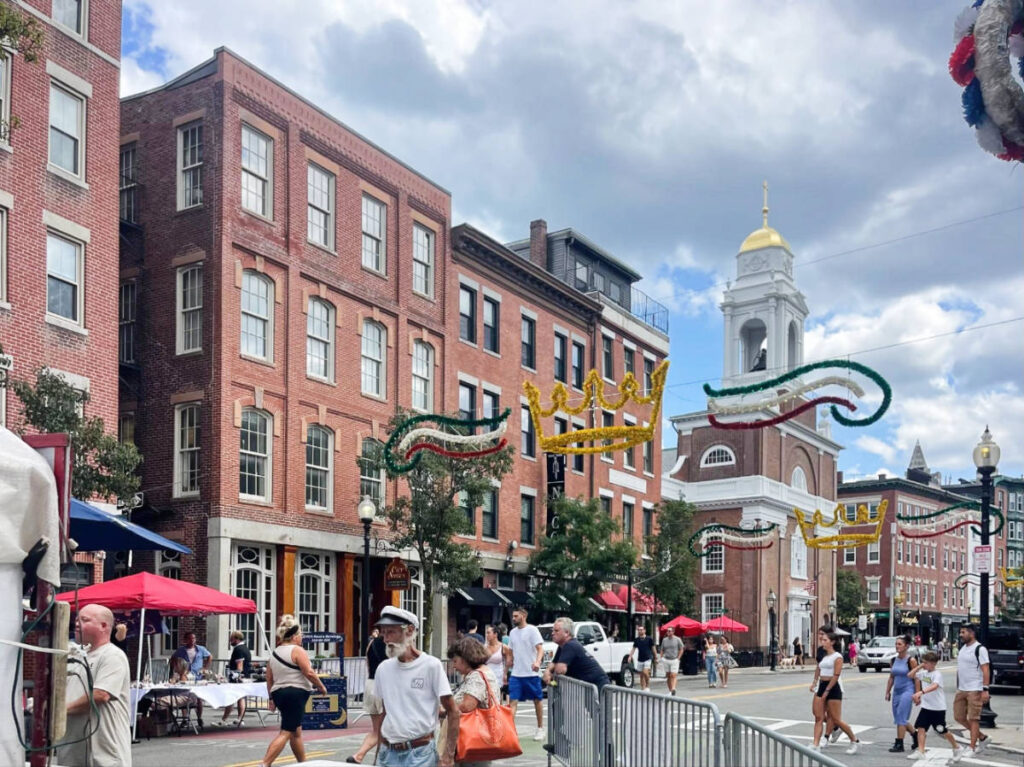 View of people at the North End neighborhood