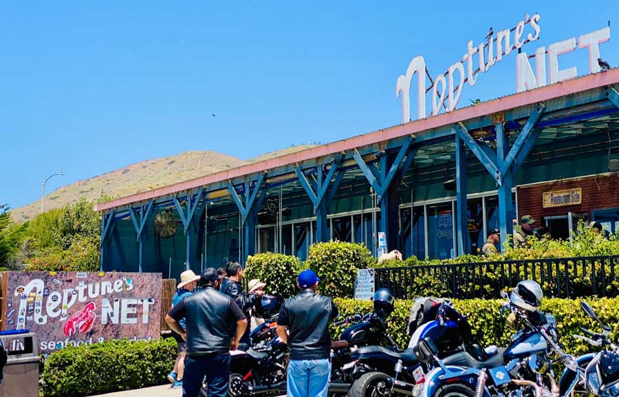 Motorcycles parked in front of the Neptune’s Net