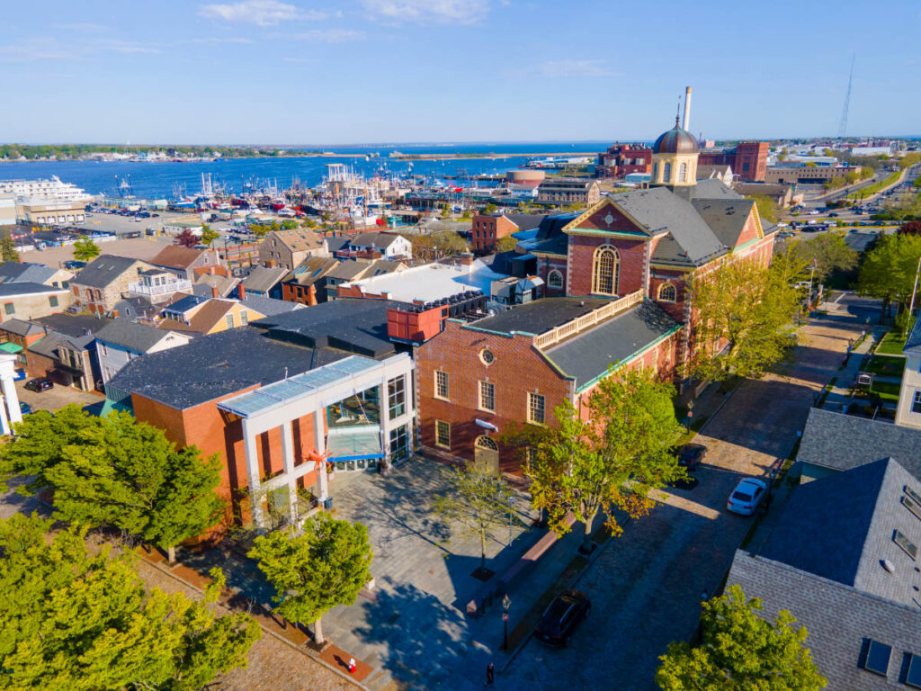 Aerial view of infrastructures in New Bedford