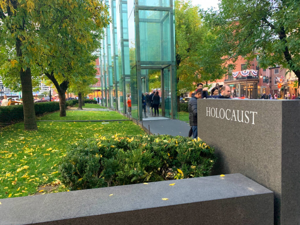 Holocaust sign at New England Holocaust Memorial