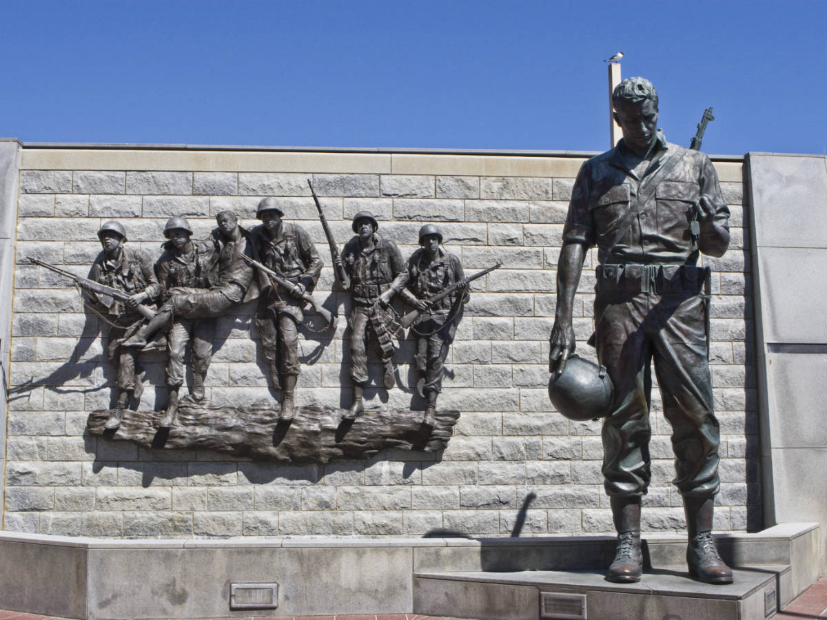 Clear blue sky over the New Jersey Korean War Memorial
