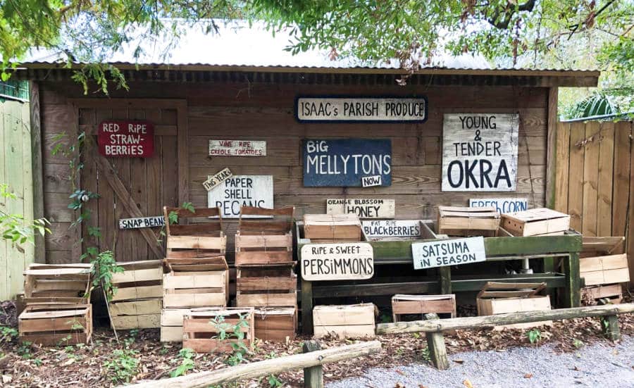 View of the wooden crates and hand painted signages