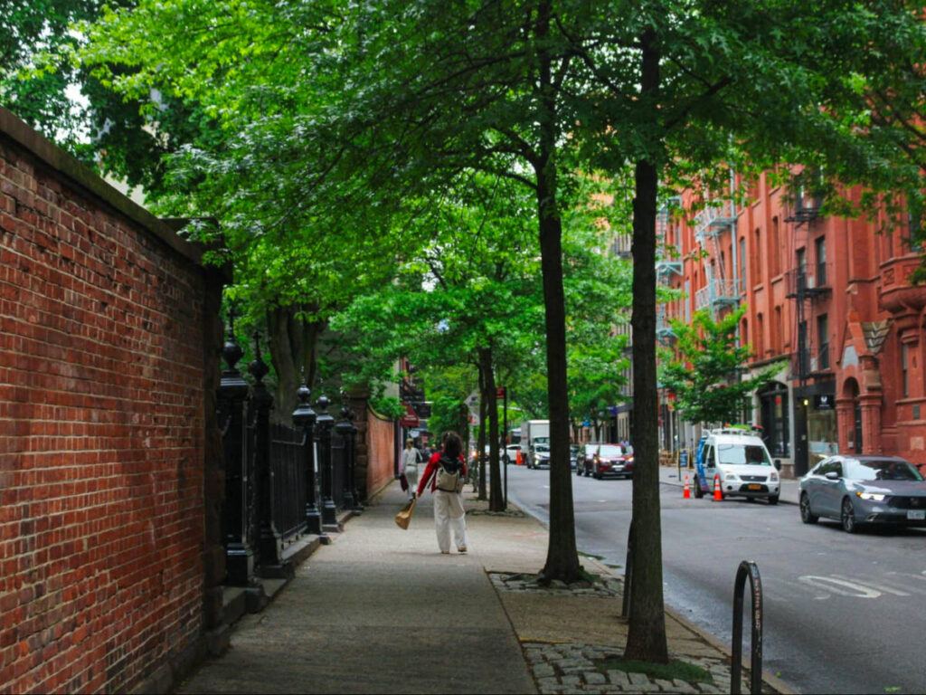 Woman walking alone in New York City