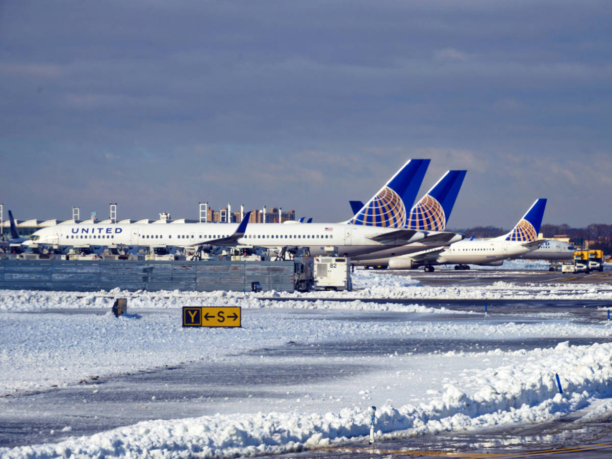 View of the Newark Liberty International Airport in winter