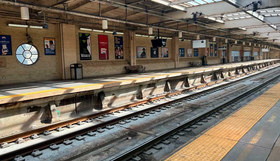 View of the empty Newark Penn Station