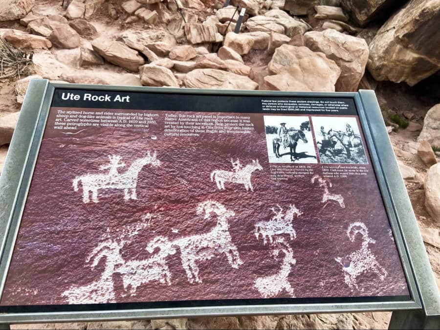 View of the Ute Rock Art Signage at Newspaper Rock State Historical Monument