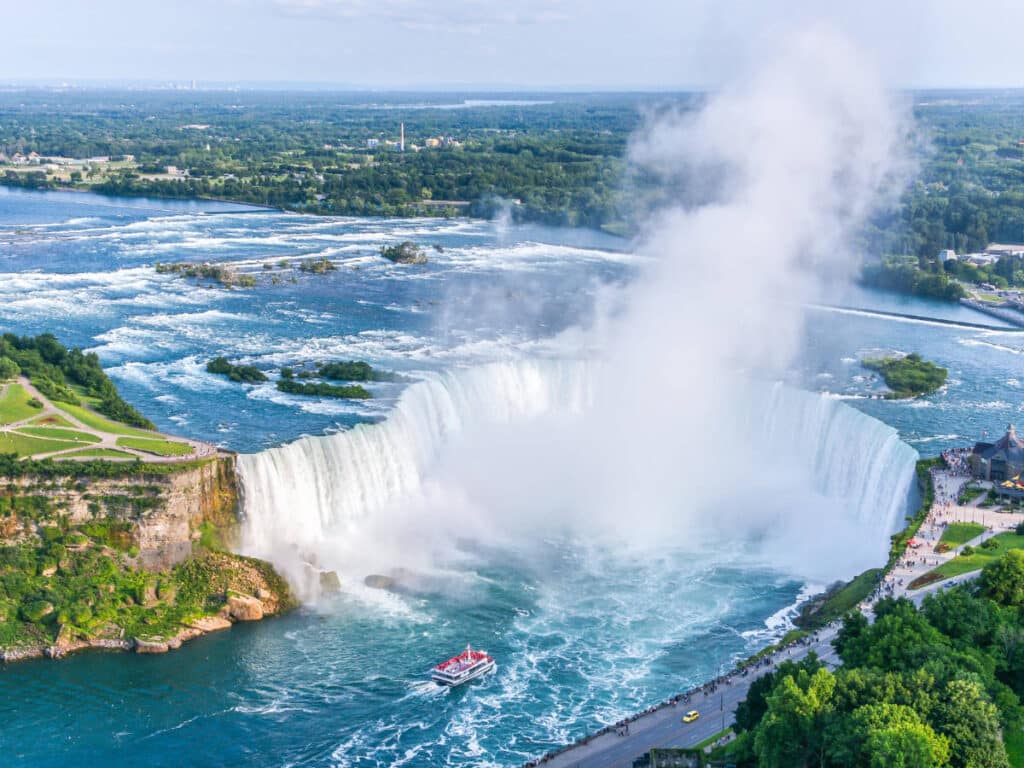 Aerial view of the Niagara Falls on the Canada side