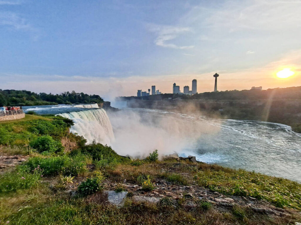 Scenic view at the Niagara Falls during sunset