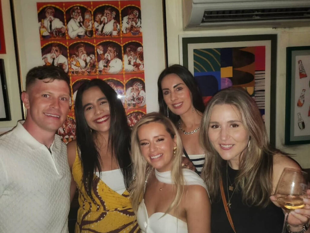 Author Niamh and friends at a bar in SoHo