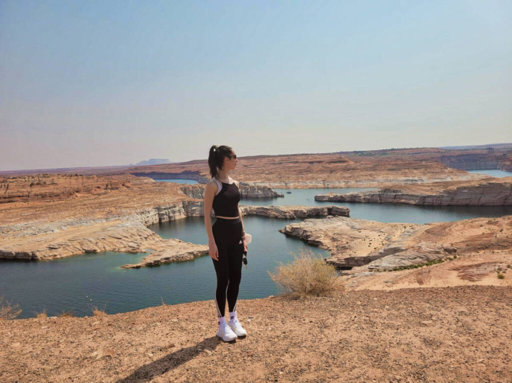 The author Niamh Hayes enjoying the overlooking view of Lake Powell