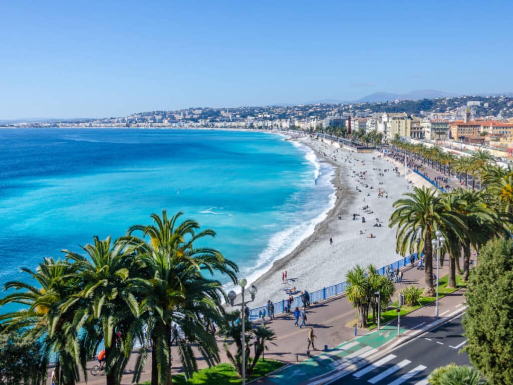 Aerial view of a beach in Nice