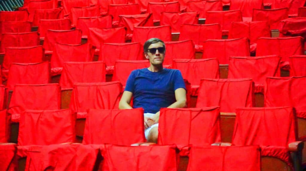 The author, Nate Hake chilling inside the National Theatre Nigeria