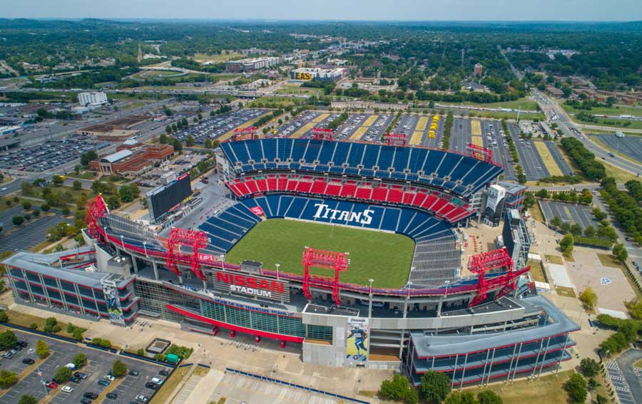 Aerial view of the Nissan Stadium