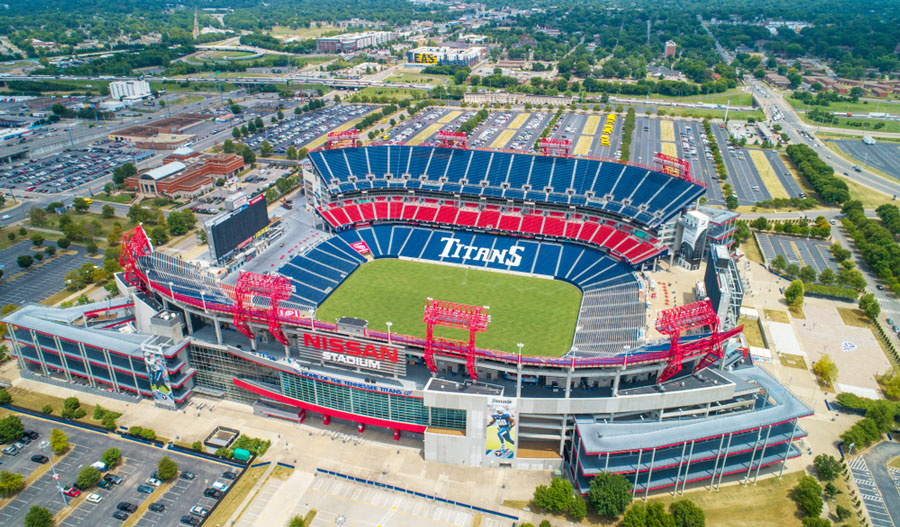 Aerial view of Nissan Stadium in Nashville