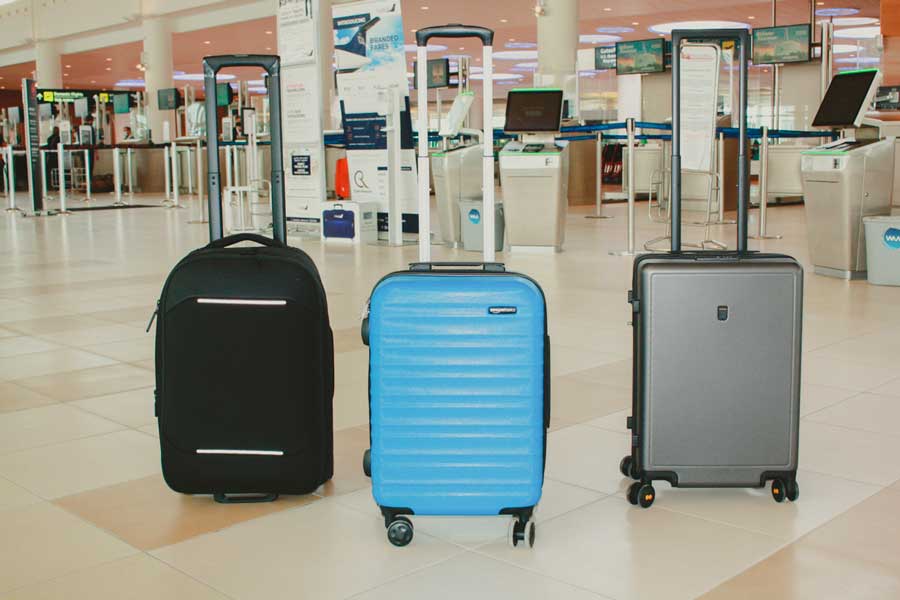 Three suitcases on an airport