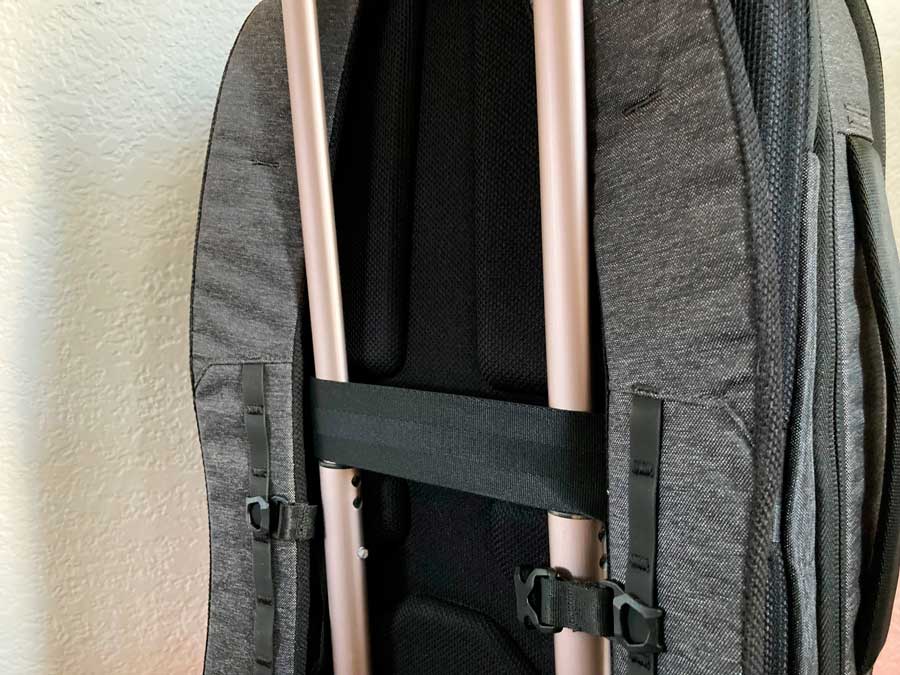 View of the luggage strap of the Nomatic Navigator Lite Backpack