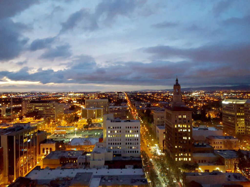 Aerial view North San Jose at dusk