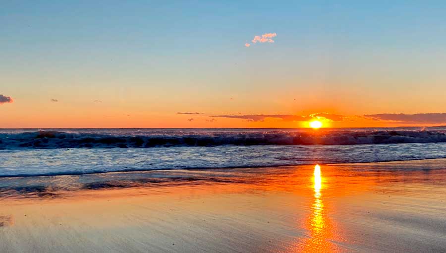 View of the sunset over the North Santa Monica Beach