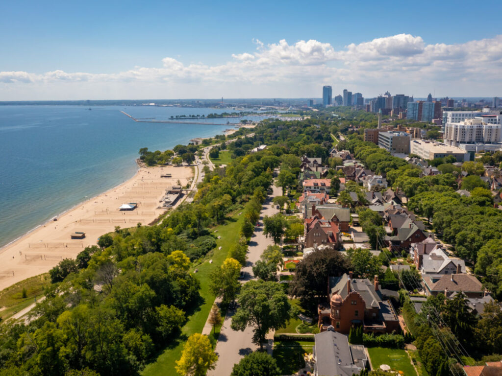 Aerial view of the homes along North Wahl Avenue