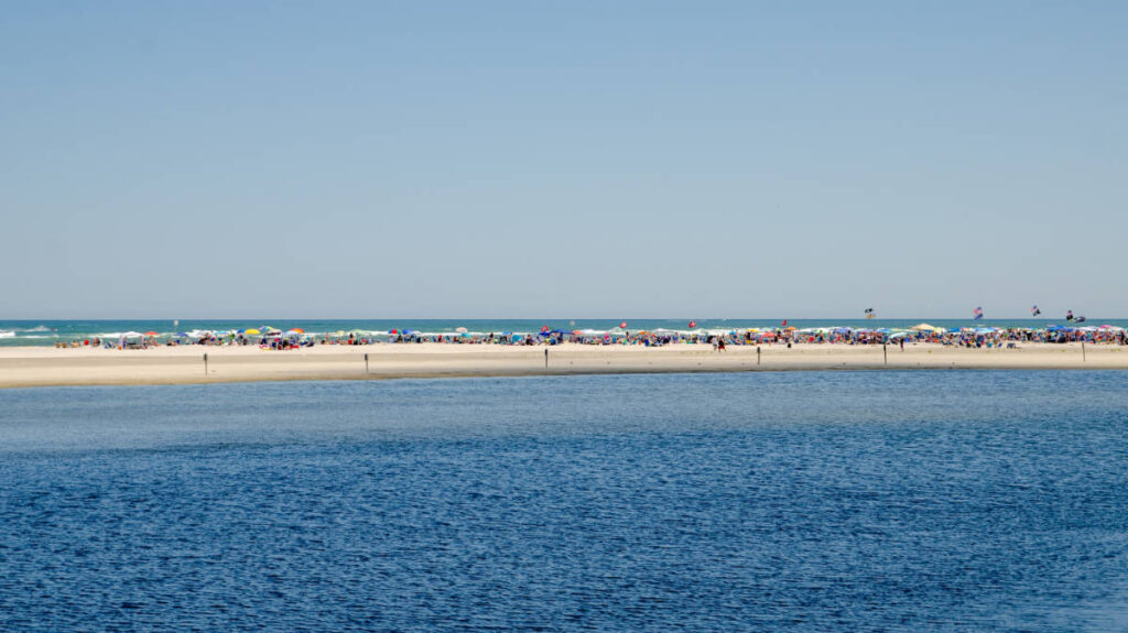 Blue water from the beach in North Wildwood
