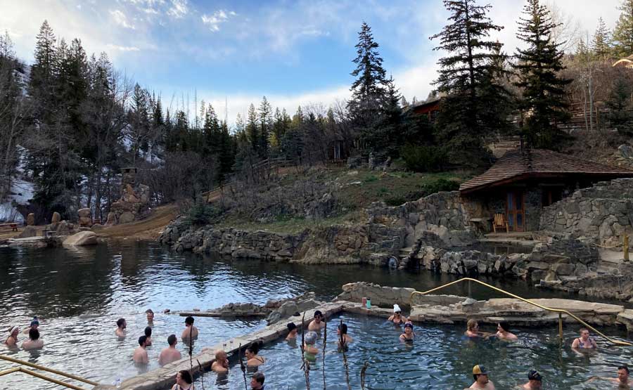 People soaking on a hot spring in Steamboat Springs