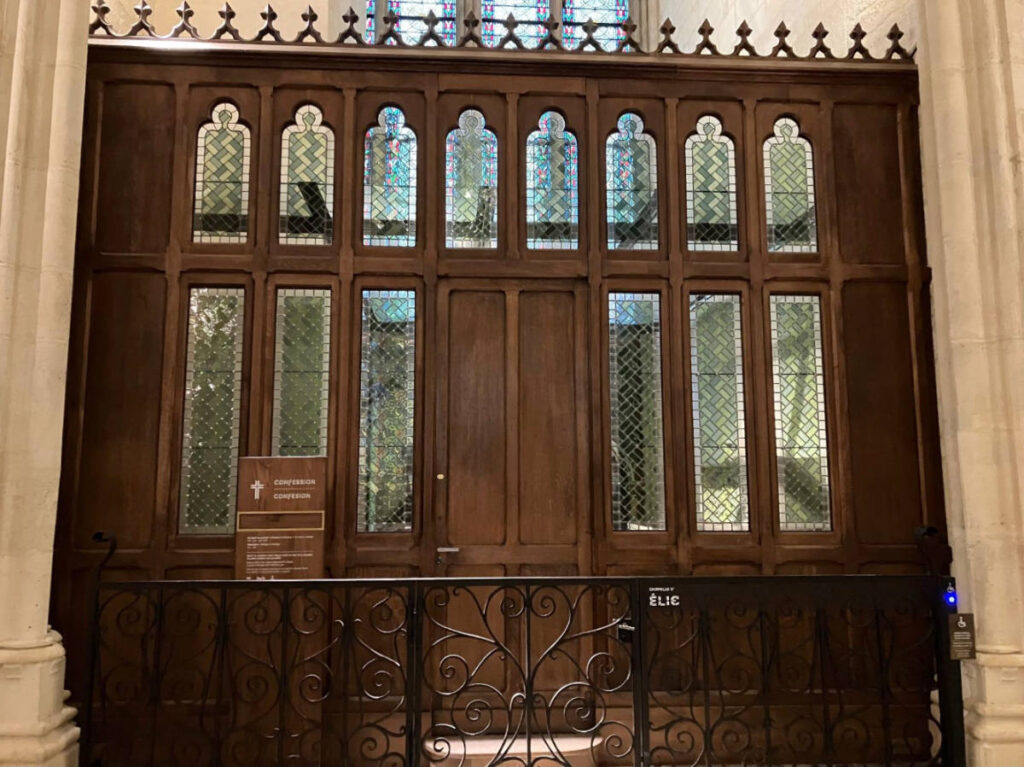 View from the outside of a confessional in Notre Dame