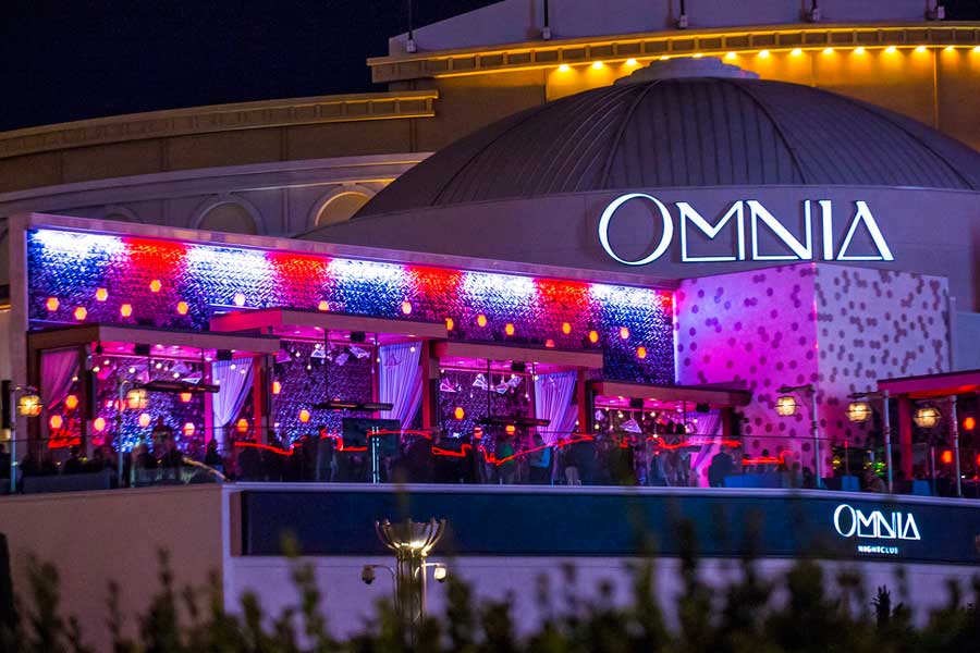 The OMNIA Nightclub from the outside at night