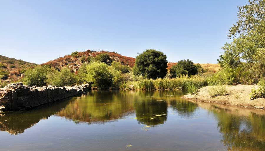 View of an old dam in Oak Canyon Trail