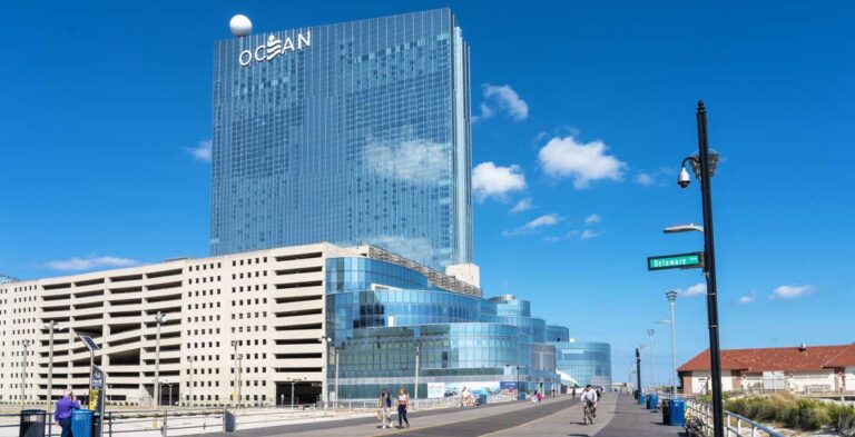 The Ocean Casino Resort building and the city skyline of Atlantic City