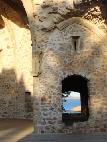 View of the ocean from the window of Murallas de Tossa de Mar