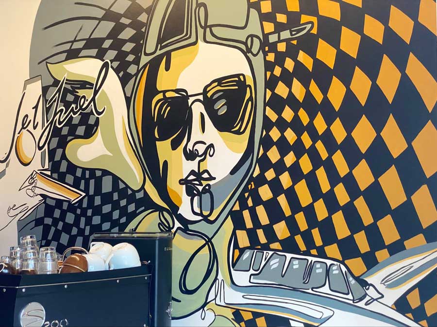 View of a mural inside Jet Fuel / The Lab Collaborative