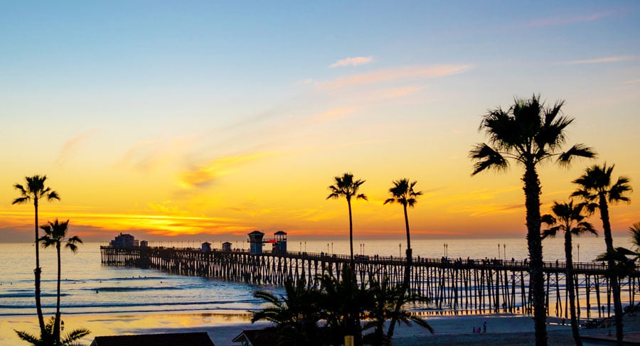 Scenic view of the sunset in Oceanside Pier