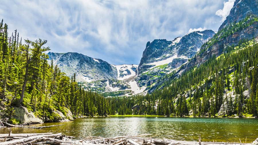 Scenic view of the snowy Notchtop Mountain from Odessa Lake
