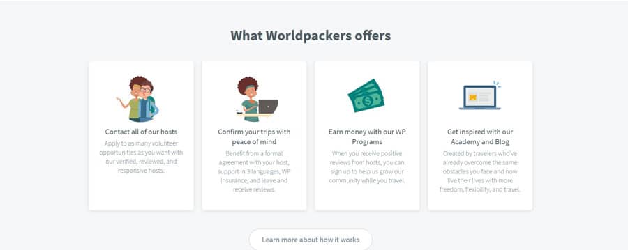 View of Worldpackers information on their website
